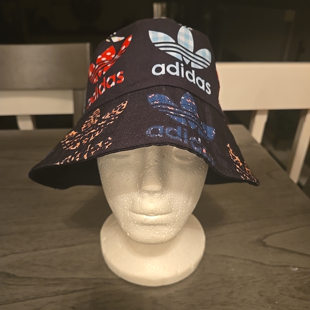 Adidas Kids' Black and Multicolor Logo Bucket Hat